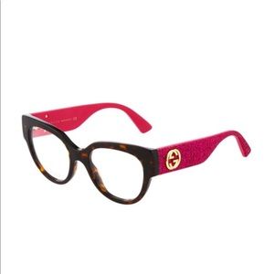 Gucci Round Tortoiseshell/Glittery Acetate Glasses